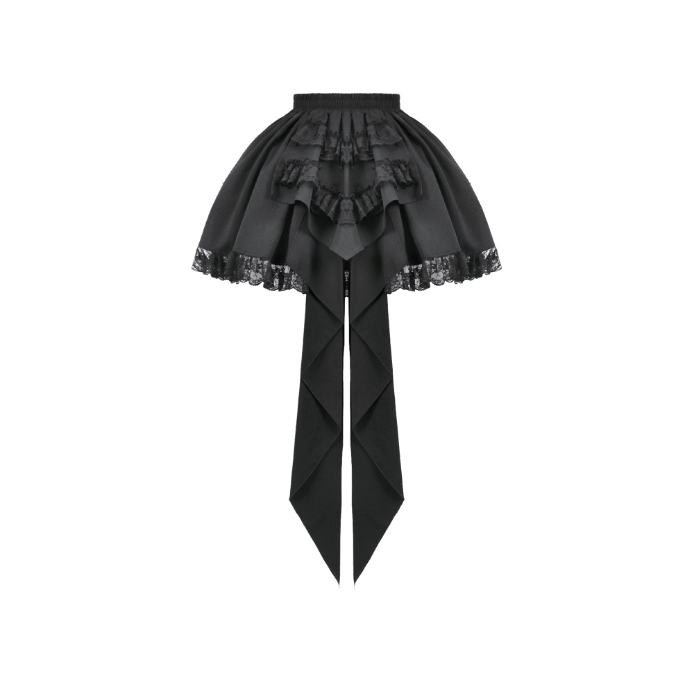 Dark in Love - Gothic Lace Bustle Tail Korte rok - Zwart